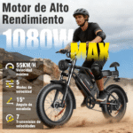 Honeywhale K6S Bicicleta Elétrica Dobrável 1080W Pneus Fat 20x4" Bateria 48V 15.6Ah - Imagem 9