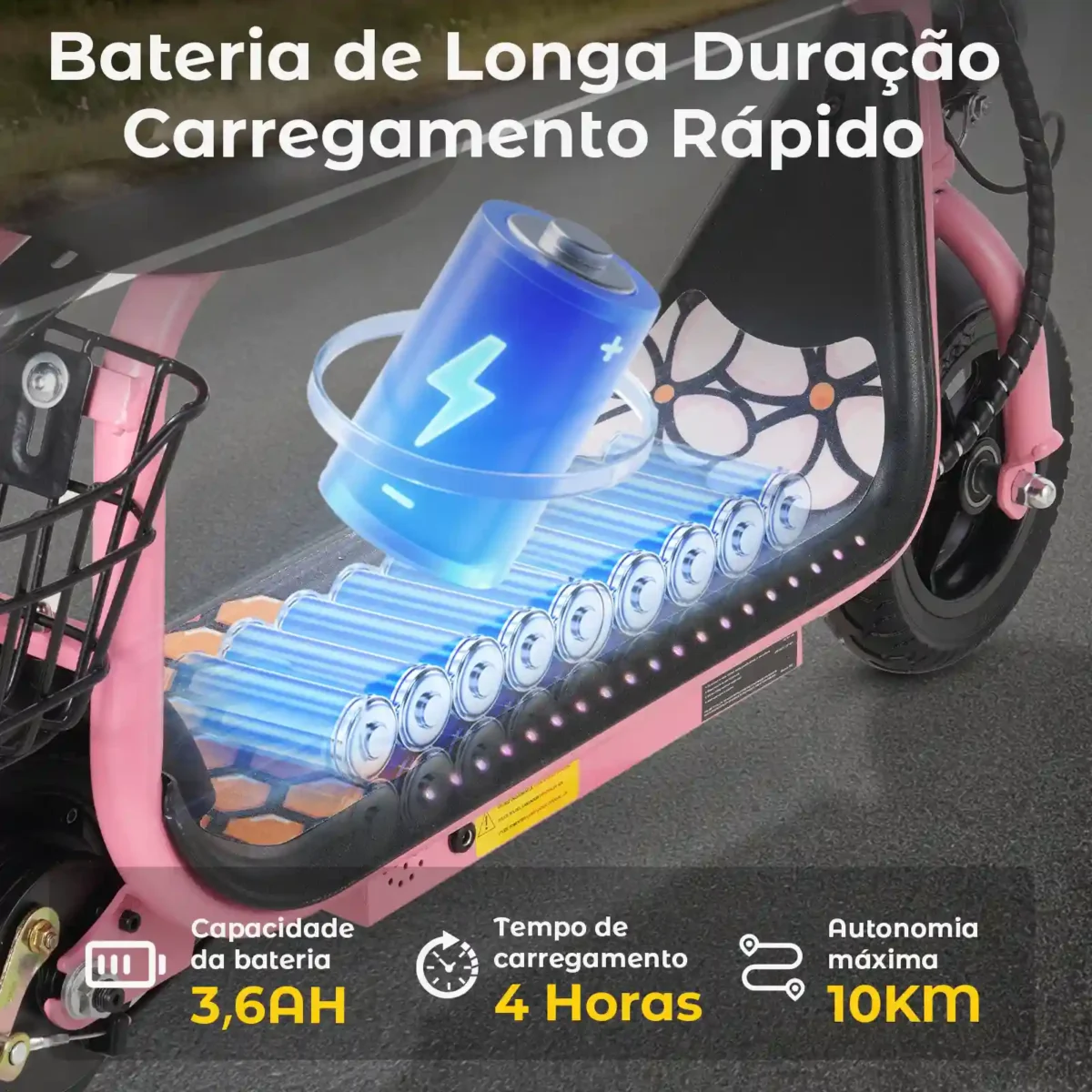 Honeywhale JL006 Scooter Elétrico Infantil com Luzes RGB Bluetooth Motor 300W Bateria 3.6Ah e Kit de Proteção - Imagem 3