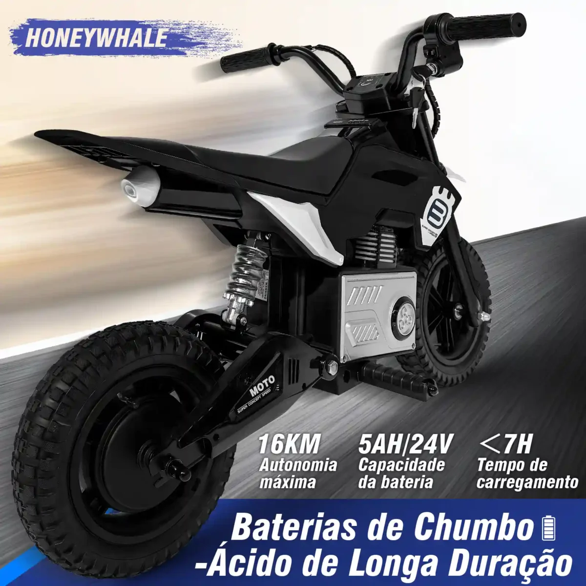 Honeywhale 6988 - Mini Moto Elétrica Infantil Cross Todo-o-Terreno 200W - Imagem 3