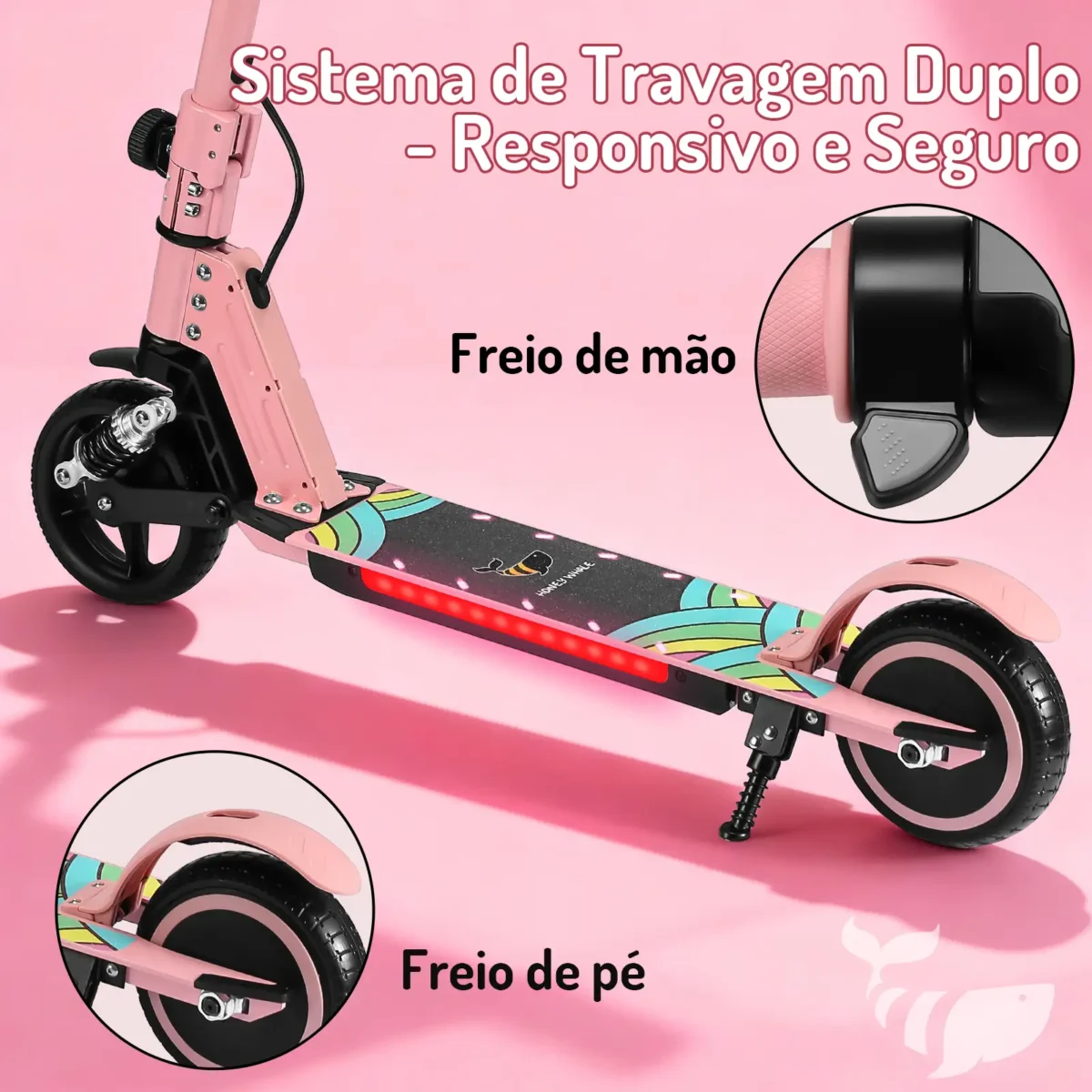 Honeywhale E10S - Patinete Elétrico Infantil Dobrável Rosa 180W - Imagem 5