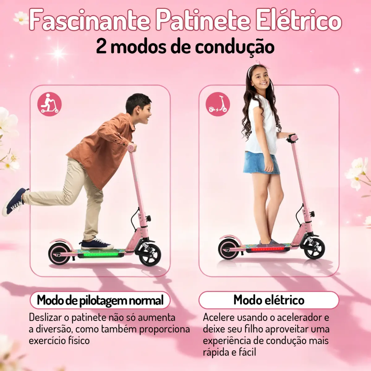 Honeywhale E10S - Patinete Elétrico Infantil Dobrável Rosa 180W - Imagem 6