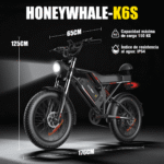 Honeywhale K6S Bicicleta Elétrica Dobrável 1080W Pneus Fat 20x4" Bateria 48V 15.6Ah - Imagem 3