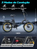 Bicicleta Elétrica Honeywhale BW02 Dobrável Pneu 20x3.0 Motor 790W Bateria 48V 10.4Ah - Imagem 3