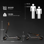 HONEYWHALE H2-Dual Patinete Dobrável Preto Alumínio LED Freio a Disco 150kg - Imagem 7