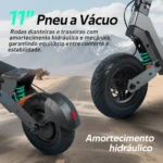 HONEYWHALE H4-2 Patinete Elétrico Dobrável Cinza-Escuro 60V 2400W com Rodas 11" e Luz LED - Imagem 6