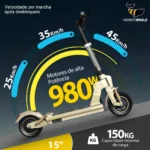 Honeywhale C1 Patinete Elétrico com Banco Motor 980W Bateria 13Ah Autonomia 40km Duplo Amortecimento e Freios a Disco - Imagem 3