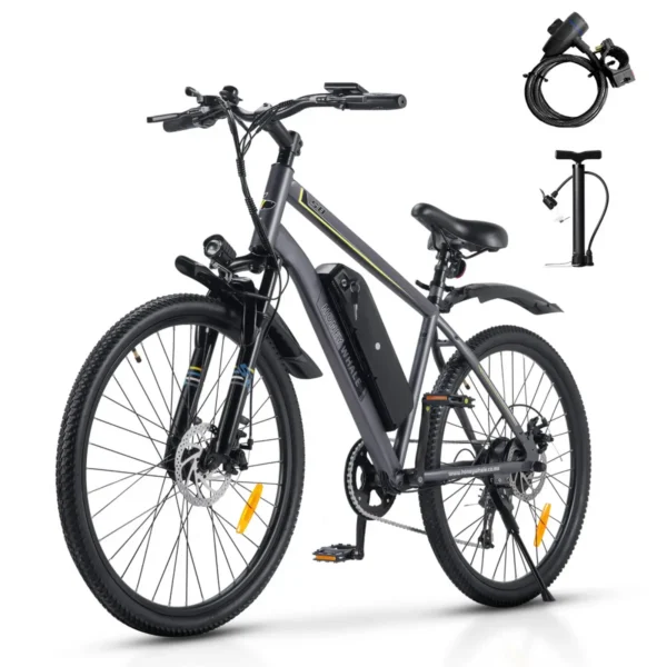 Honeywhale S8 Bicicleta Elétrica de Montanha Aro 26 Motor 450W Bateria 36V 15Ah 7 Velocidades E-Bike para Todo Tipo de Terreno Estradas e Praias