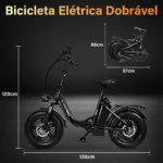 Honeywhale BK05 Bicicleta Elétrica Dobrável 500W Pneus Fat 16x4" Bateria 48V 10.4Ah Preta - Imagem 2