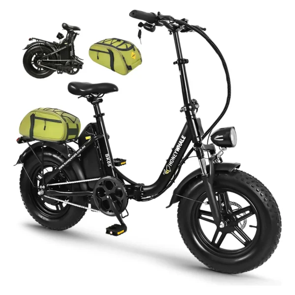 Honeywhale BK05 Bicicleta Elétrica Dobrável 500W Pneus Fat 16x4" Bateria 48V 10.4Ah Preta
