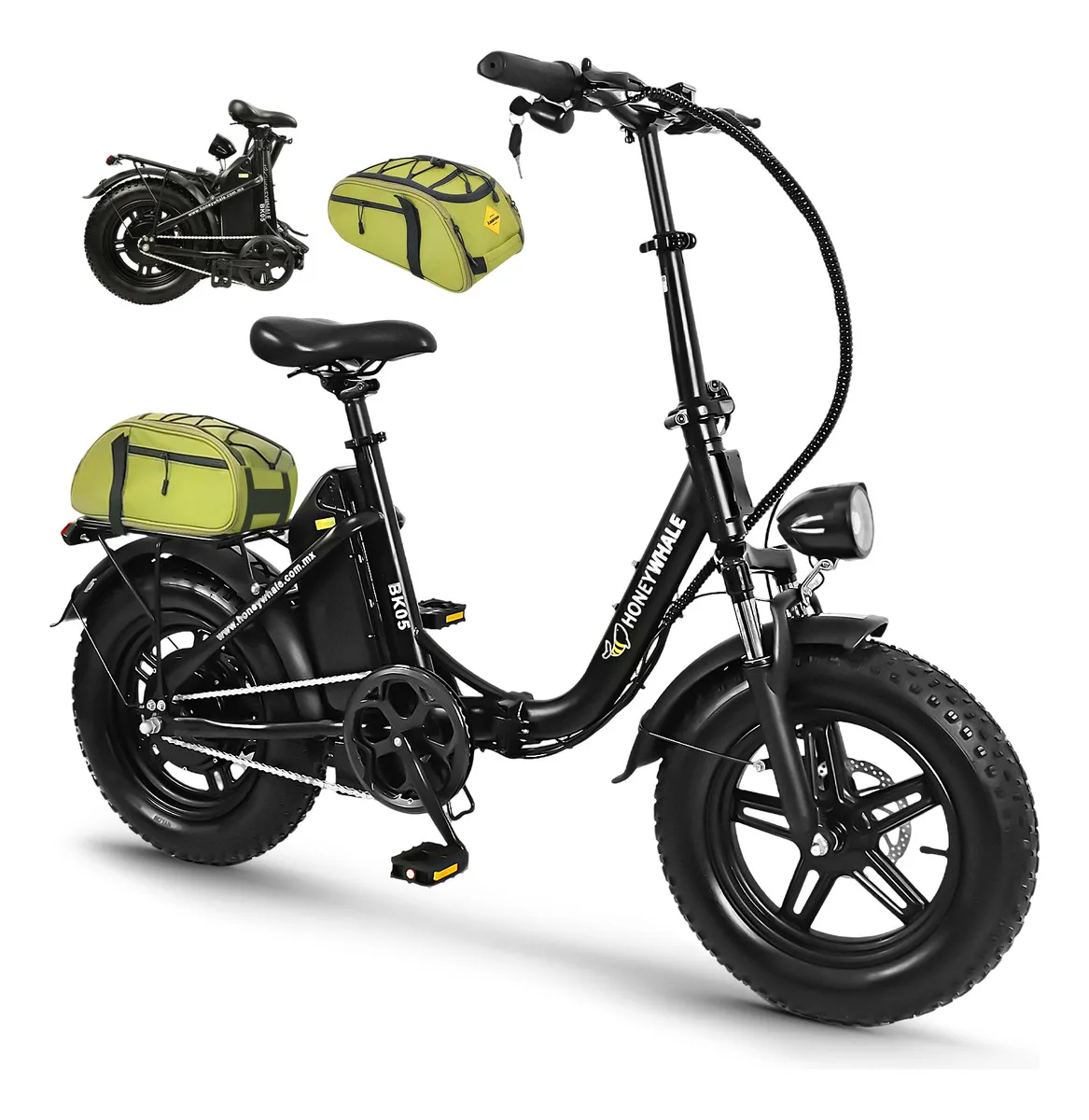 D_NQ_NP_2X_677292-MLA90162318060_082025-F Honeywhale BK05 Bicicleta Elétrica Dobrável 500W Pneus Fat 16x4" Bateria 48V 10.4Ah Preta - Imagem 1