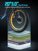Bicicleta Elétrica Honeywhale BW02 Dobrável Pneu 20x3.0 Motor 790W Bateria 48V 10.4Ah - Imagem 4