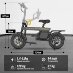 Honeywhale B20 Bicicleta Elétrica Dobrável Motor 350W 36V 7.8AH Pneu 14" Freio a Disco - Imagem 7