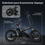 Honeywhale F6 Bicicleta Elétrica Dobrável Fat Bike Aro 20" Motor 790W Bateria 48V 10.4Ah - Imagem 3