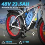 Honeywhale BK08 Bicicleta Elétrica Pneu Fat 26x4" Motor Duplo 1050W*2 Bateria 48V 23.5Ah 21V - Imagem 3