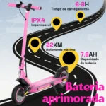 Patinete Dobrável HONEYWHALE S2 MAX Rosa Alumínio Bluetooth LED Freio a Disco 120kg - Imagem 7