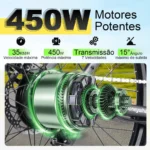 Honeywhale S8 Bicicleta Elétrica de Montanha Aro 26 Motor 450W Bateria 36V 15Ah 7 Velocidades E-Bike para Todo Tipo de Terreno Estradas e Praias - Imagem 2