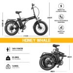 Honeywhale F6 PRO-S Bicicleta Elétrica Dobrável Pneu Fat 20x4" Motor 900W Bateria 48V 10.4Ah - Imagem 7