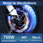 Honeywhale S6-S Bicicleta Elétrica Dobrável Motor 750W 48V Amortecedor Pneu 14" LCD - Imagem 2