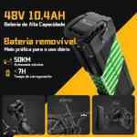 Honeywhale F6 PRO-S Bicicleta Elétrica Dobrável Pneu Fat 20x4" Motor 900W Bateria 48V 10.4Ah - Imagem 2