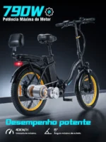 Bicicleta Elétrica Honeywhale BW02 Dobrável Pneu 20x3.0 Motor 790W Bateria 48V 10.4Ah - Imagem 5