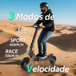 HONEYWHALE H4-2 Patinete Elétrico Dobrável Cinza-Escuro 60V 2400W com Rodas 11" e Luz LED - Imagem 4