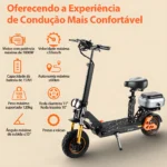 Patinete Elétrico Dobrável HONEYWHALE H3 Preto Alumínio com Assento, Baú Traseiro e LED - Imagem 5