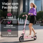 HONEYWHALE M2 Max Patinete Elétrico Dobrável Rosa em Alumínio com Bluetooth, Luz LED e Suspensão Dupla - Imagem 5