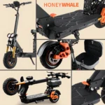 Patinete Elétrico Dobrável HONEYWHALE H3 Preto Alumínio com Assento, Baú Traseiro e LED - Imagem 4