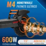 HONEYWHALE M4 Patinete Elétrico Dobrável Preto 48V 600W com Bluetooth e Luz LED - Imagem 7