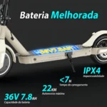 HONEYWHALE E9T Patinete Elétrico Dobrável Amarelo em Liga de Alumínio com Bluetooth e Luz LED - Imagem 7