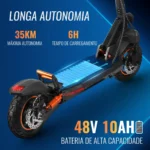 HONEYWHALE M4 Patinete Elétrico Dobrável Preto 48V 600W com Bluetooth e Luz LED - Imagem 5
