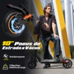 Patinete Elétrico Dobrável HONEYWHALE T4A Preto 750W 48V 10Ah Bluetooth LED Freio a Disco - Imagem 4