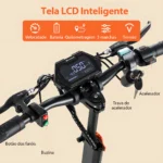 Patinete Elétrico Dobrável HONEYWHALE H3 Preto Alumínio com Assento, Baú Traseiro e LED - Imagem 3