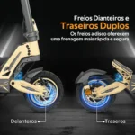 Patinete Elétrico Dobrável HONEYWHALE G2 PRO Amarelo Alumínio LED Freio a Disco Suspensão Dianteira e Traseira - Imagem 3