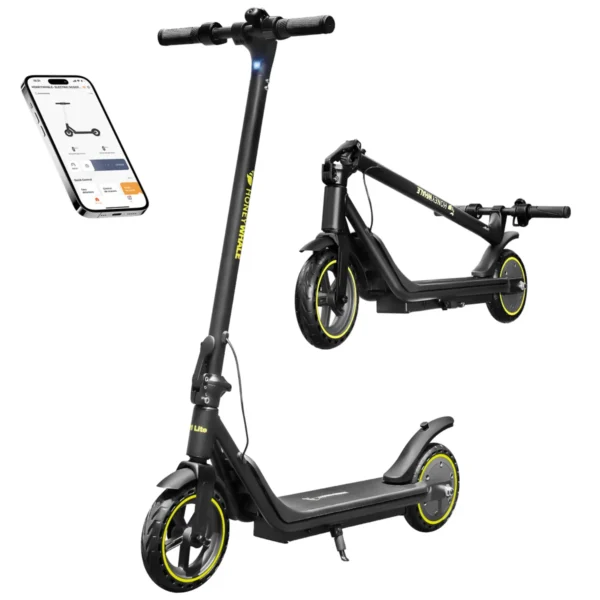 HONEYWHALE Patinete Elétrico M1 Lite 500W Preto-Amarelo Dobrável com Bluetooth e LED
