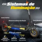 Patinete Elétrico Dobrável HONEYWHALE T4A Preto 750W 48V 10Ah Bluetooth LED Freio a Disco - Imagem 2