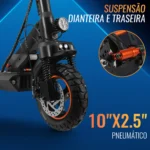 HONEYWHALE M4 Patinete Elétrico Dobrável Preto 48V 600W com Bluetooth e Luz LED - Imagem 4