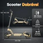 Patinete Elétrico Dobrável HONEYWHALE G2 PRO Amarelo Alumínio LED Freio a Disco Suspensão Dianteira e Traseira - Imagem 2