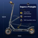 HONEYWHALE M2 MAX-B Patinete Elétrico Dobrável Preto/Laranja 36V 500W com Bluetooth, Luz LED e Freio a Disco - Imagem 2