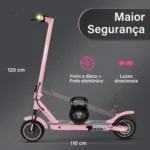 HONEYWHALE M2 Max Patinete Elétrico Dobrável Rosa em Alumínio com Bluetooth, Luz LED e Suspensão Dupla - Imagem 2