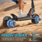 HONEYWHALE G4 Max Patinete Elétrico Dobrável Preto/Vermelho 60V 20,8Ah com Rodas 12" e Luz LED - Imagem 2