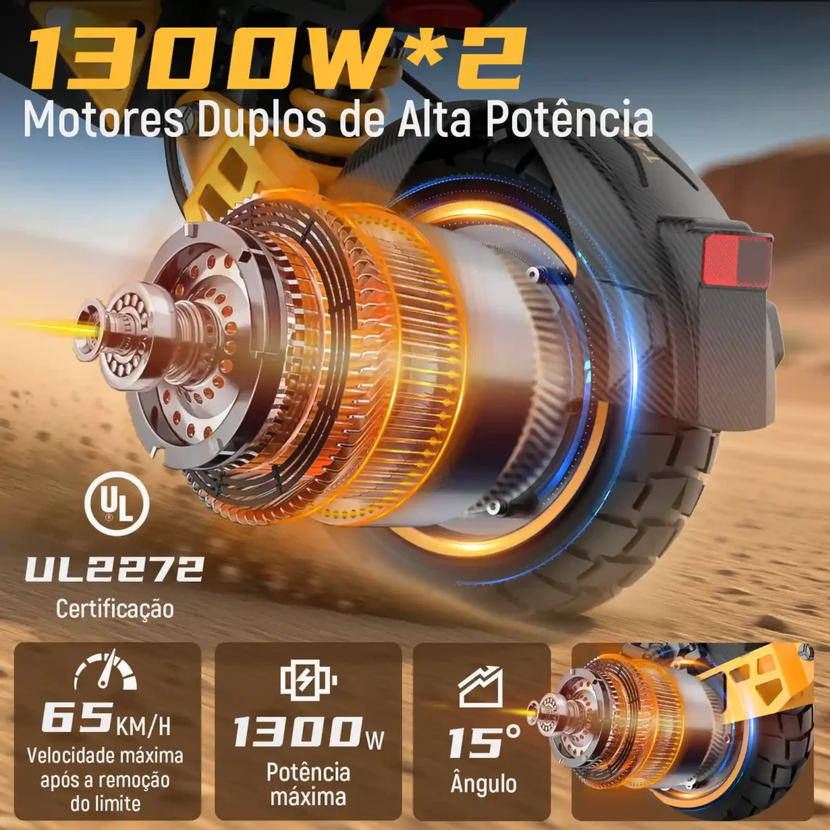 Honeywhale T4D - Patinete Elétrico Dual Motor 1300Wx2 52V 20AH 65km - Imagem 2