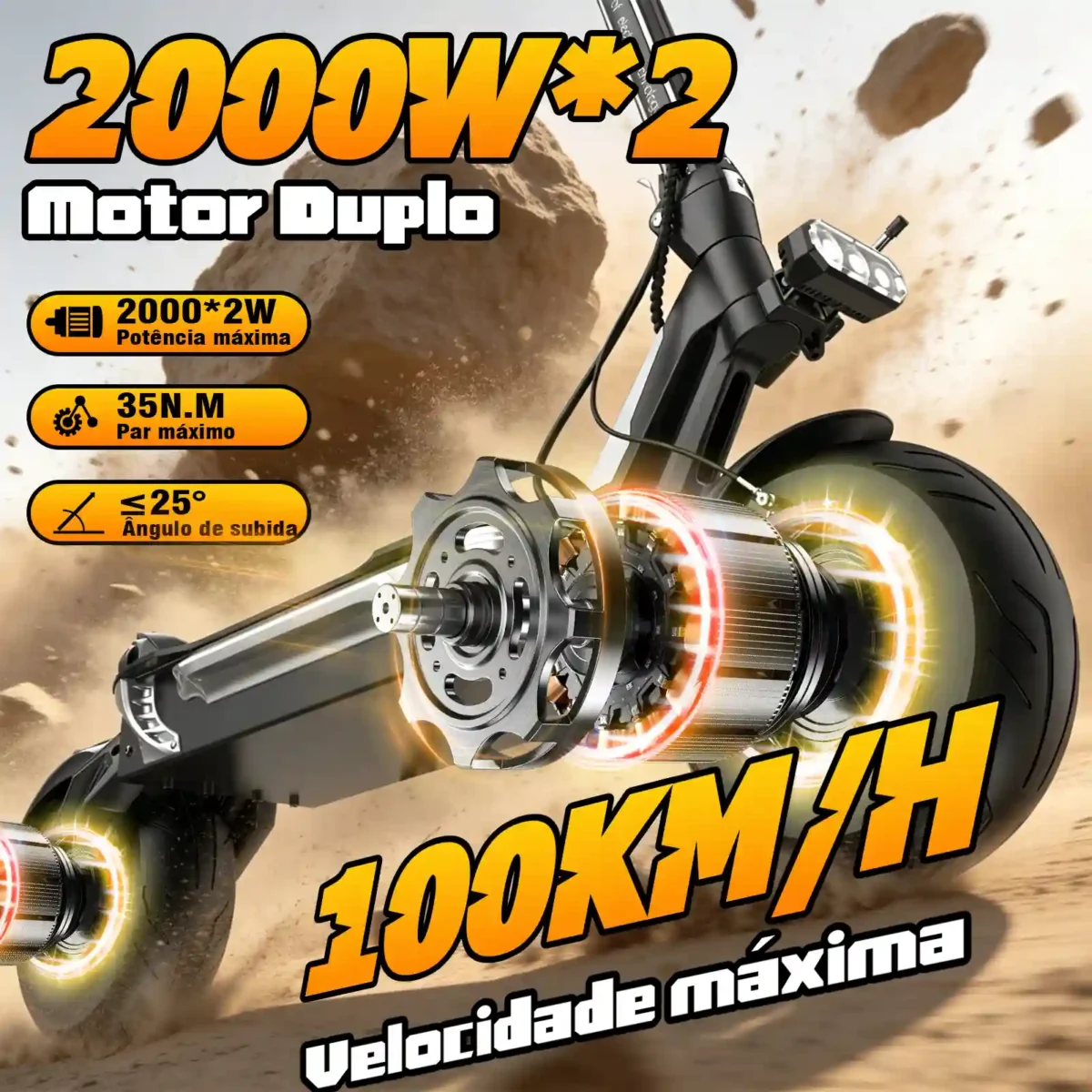 Honeywhale GT1 - Patinete Elétrico Dual Motor 2000Wx2 60V 29.4AH - Imagem 2