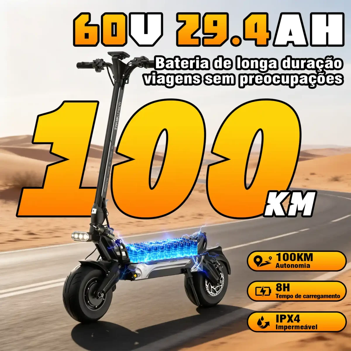 Honeywhale GT1 - Patinete Elétrico Dual Motor 2000Wx2 60V 29.4AH - Imagem 3