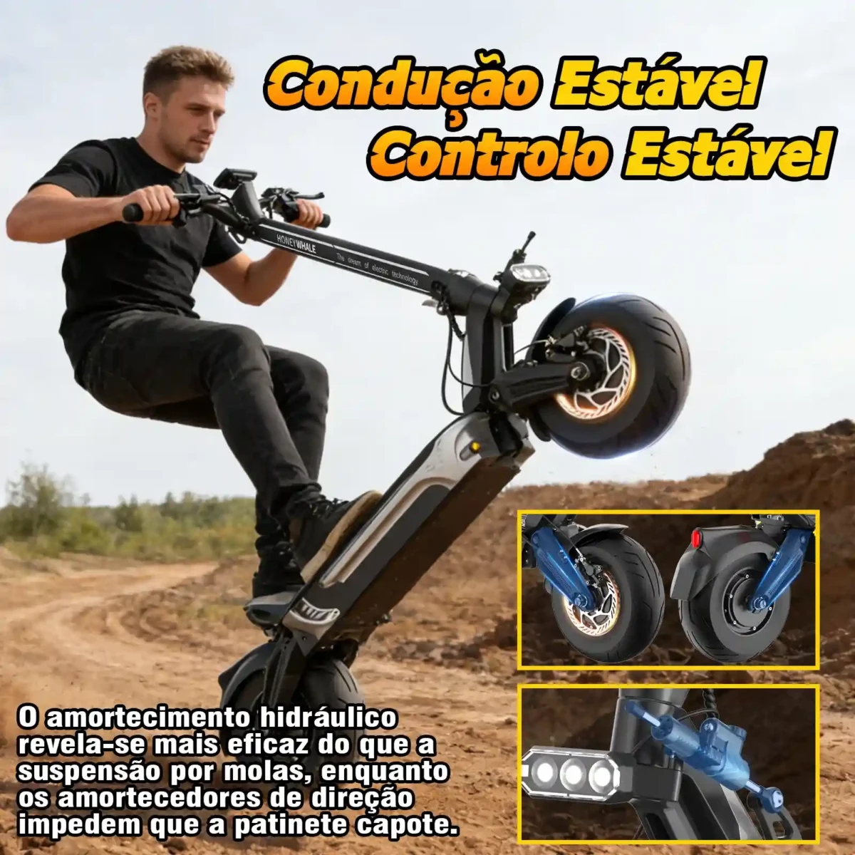 Honeywhale GT1 - Patinete Elétrico Dual Motor 2000Wx2 60V 29.4AH - Imagem 4