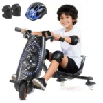 Honeywhale 008B Carrinho de Drift Elétrico Infantil Triciclo Motor 250W Autonomia 12KM Rotação 360 Graus com Bluetooth e Luzes LED