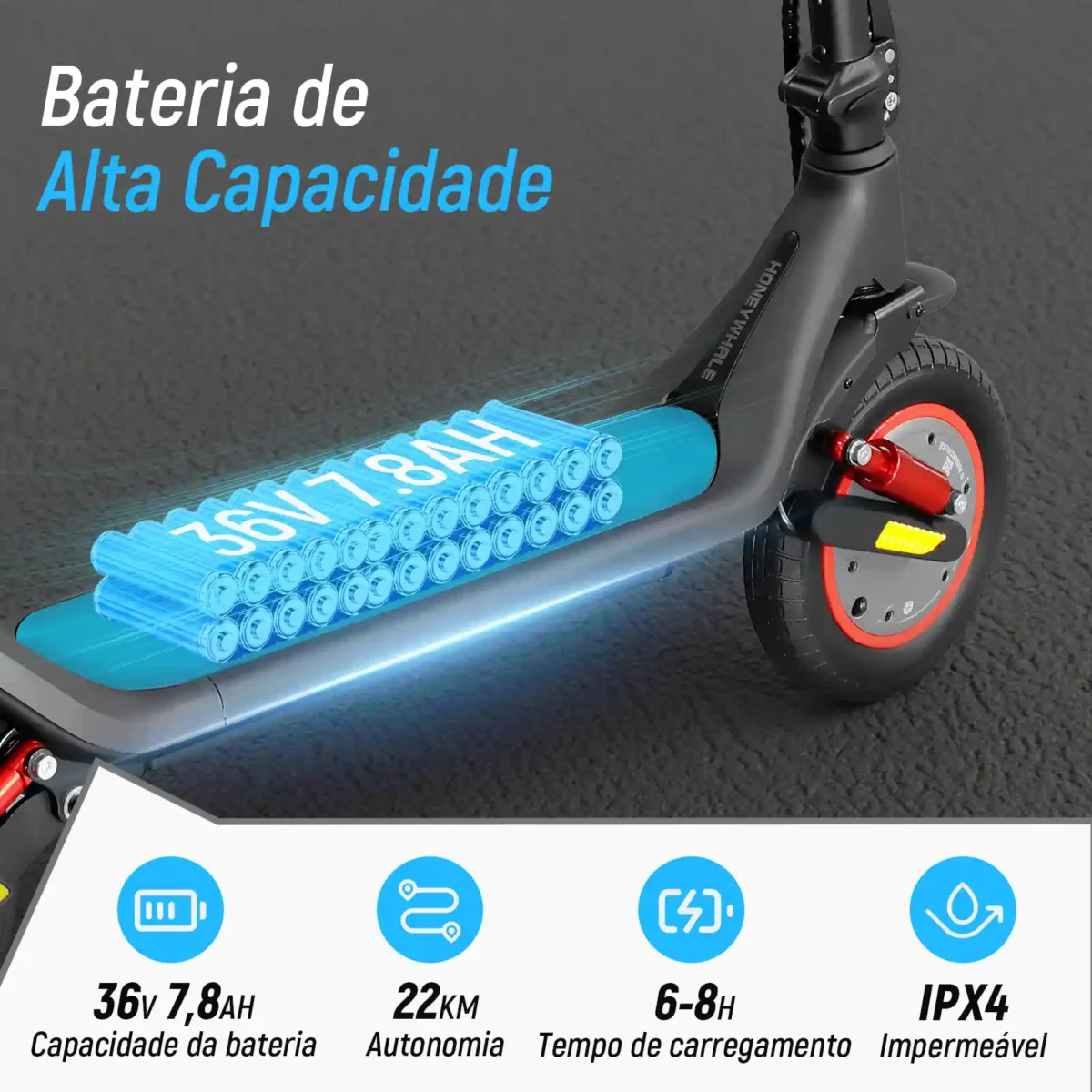 Honeywhale M1 Max - Patinete Elétrico 500W 36V 7.8AH 32km/h - Imagem 3