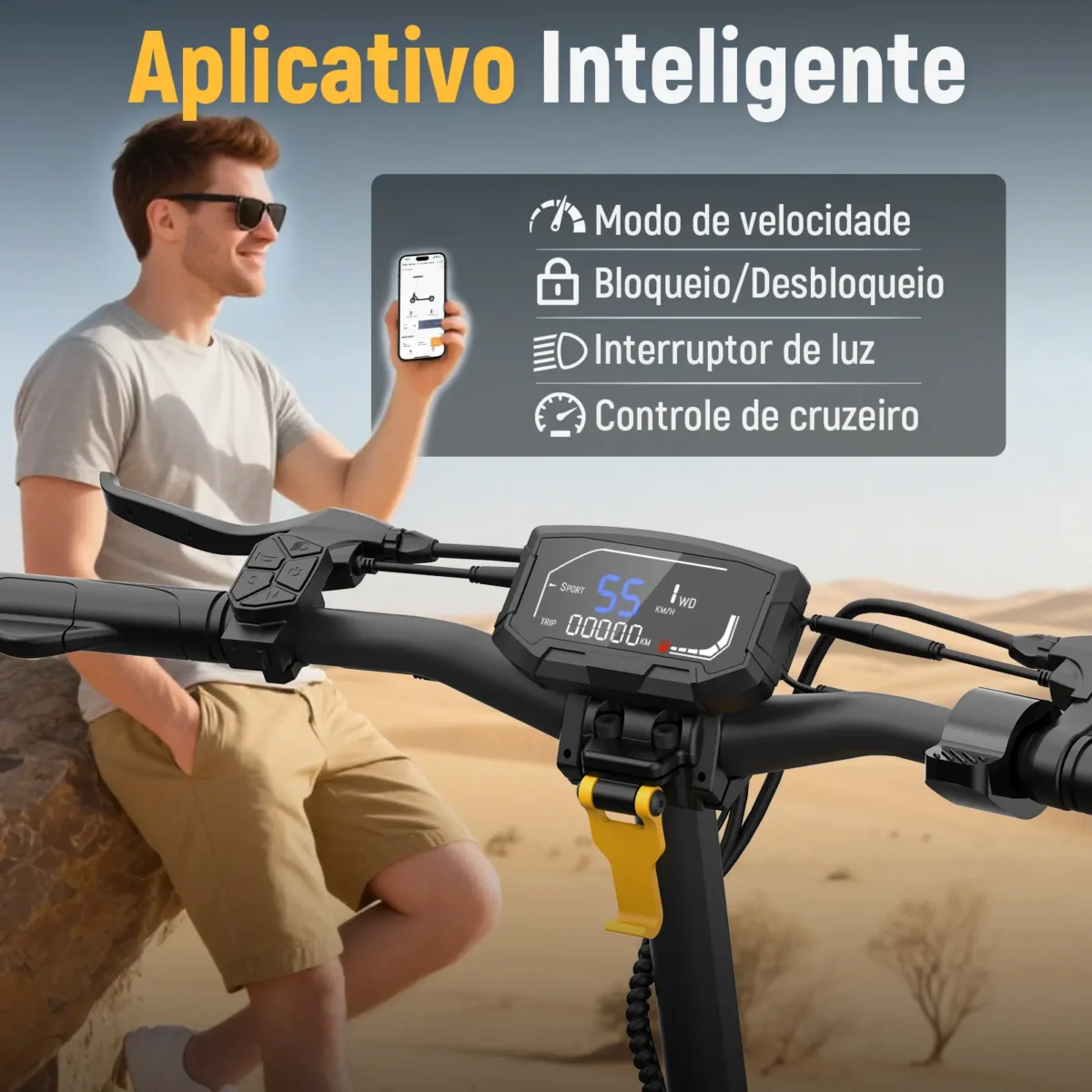 Honeywhale T4D - Patinete Elétrico Dual Motor 1300Wx2 52V 20AH 65km - Imagem 3