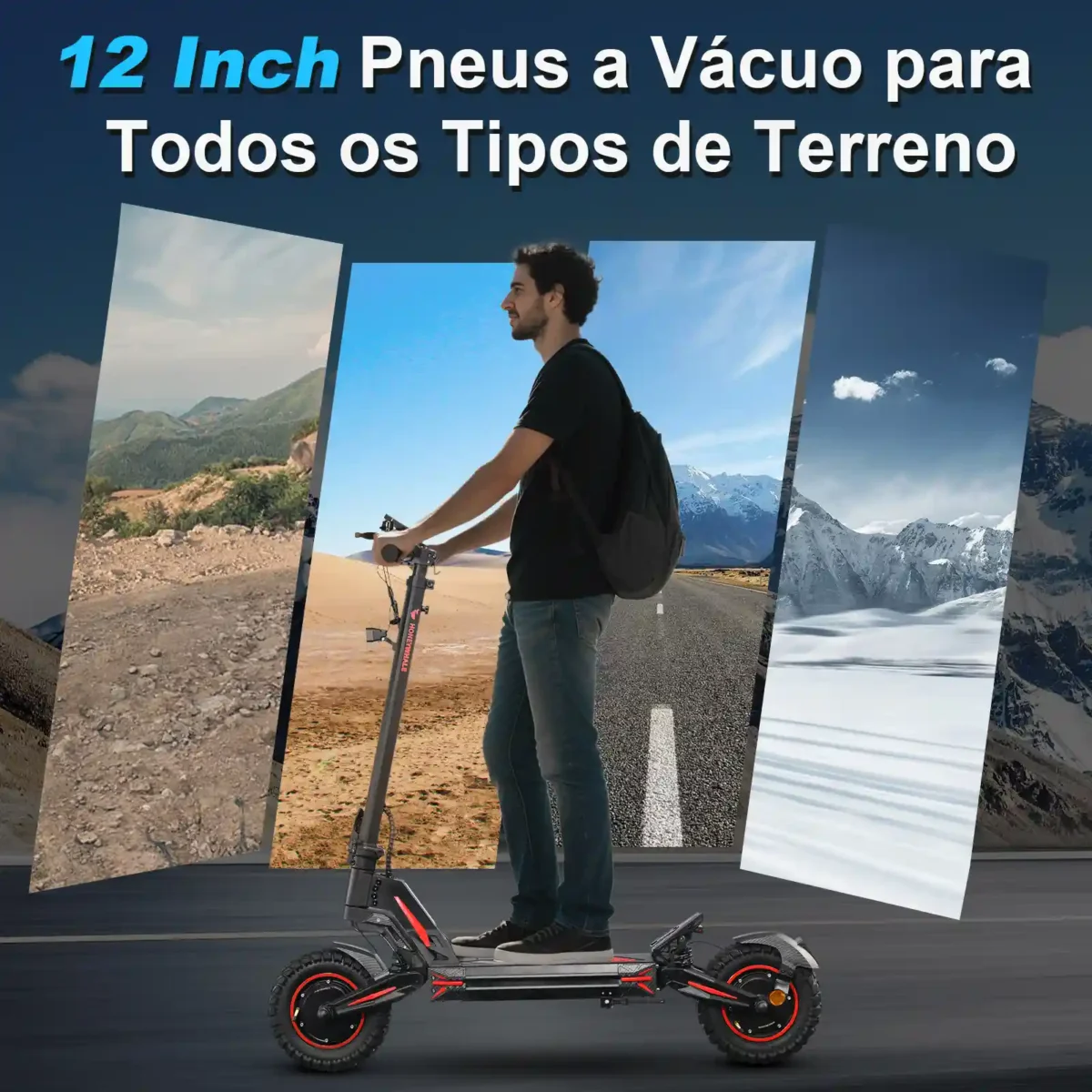 HONEYWHALE G4 Max Patinete Elétrico Dobrável Preto/Vermelho 60V 20,8Ah com Rodas 12" e Luz LED - Imagem 4