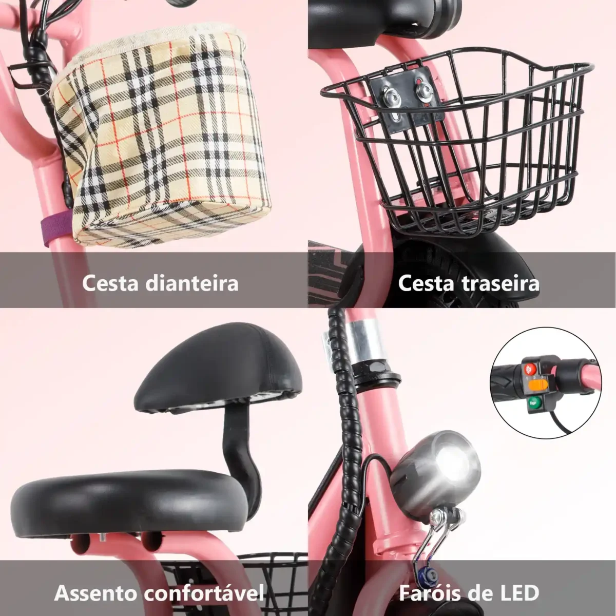 Honeywhale JL005 Scooter Elétrico Infantil com Alto-falante Bluetooth Motor 350W Bateria 3.6Ah Cesta Dupla - Imagem 4
